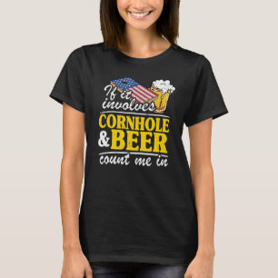 Camiseta Se Envolver Cornhole E Beer Conte-Me Na Fla Dos Eu