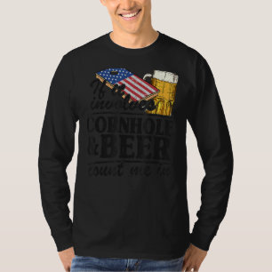 Camiseta Se Envolver Cornhole E Beer Conte-Me Na Fla Dos Eu