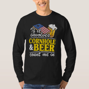 Camiseta Se Envolver Cornhole E Beer Conte-Me Na Fla Dos Eu