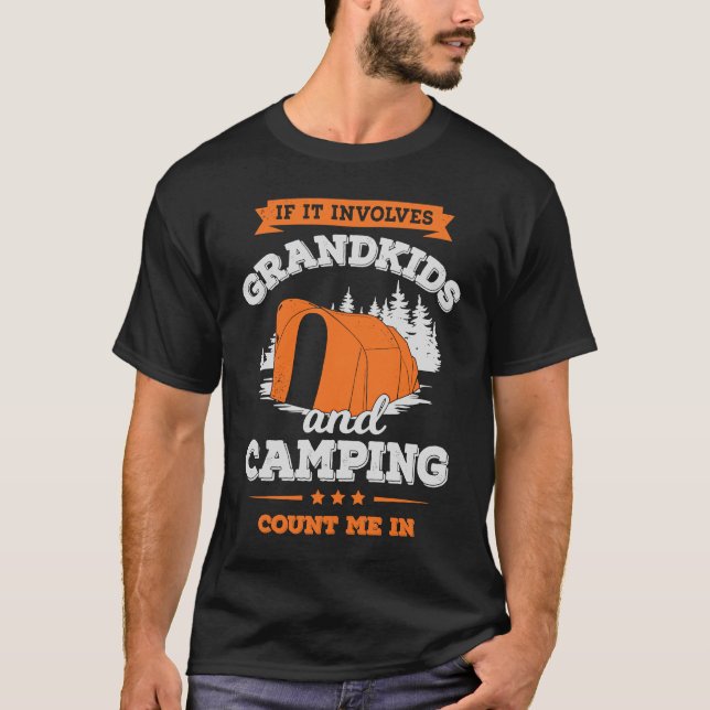 Camiseta Se Envolver Netos E Acampar, Conte-Me (Frente)