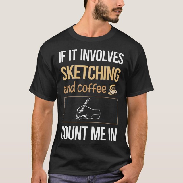 Camiseta Se Envolver O Esboço Do Café (Frente)