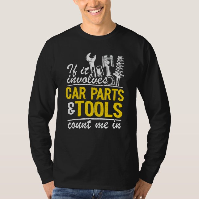 Camiseta Se Envolver Peças E Ferramentas De Carros, Conte-M (Frente)