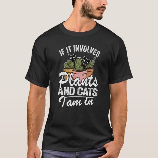 Camiseta Se Envolver Plantas E Gatos, Estou Na Garden Gar (Frente)