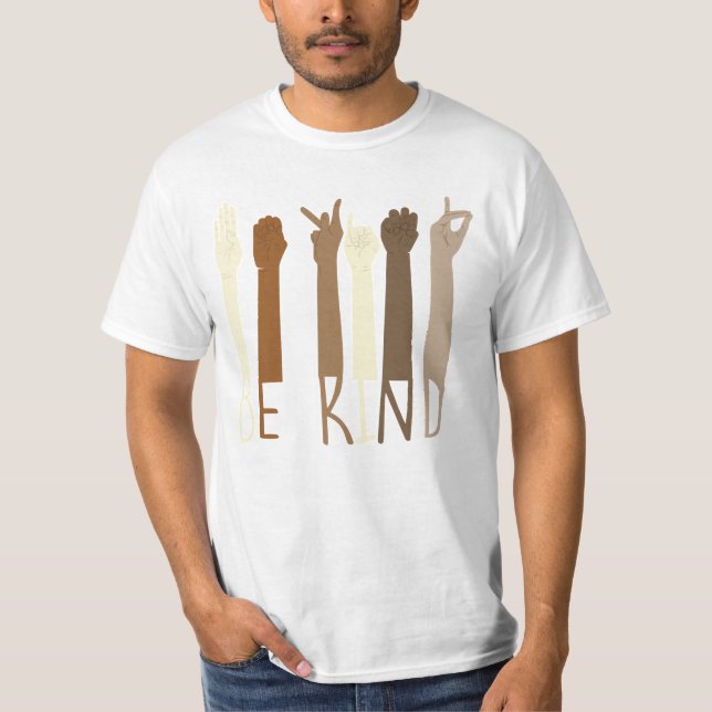 Camiseta Sê gentil com a linguagem de sinais da mão Tshirts (Frente)