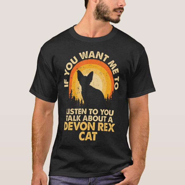Camiseta Se Me Quiser Ouvir Falar Sobre Devon Rex Cat (Frente)