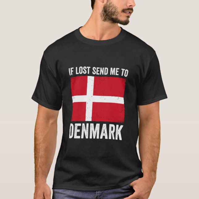 Camiseta Se Perdido Envie-me para a Dinamarca (Frente)