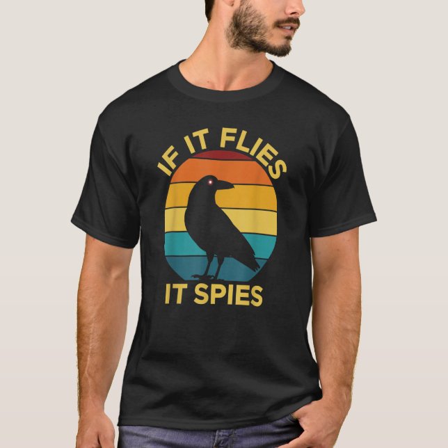 Camiseta Se Voar, Espira Pássaro Observando Drone (Frente)