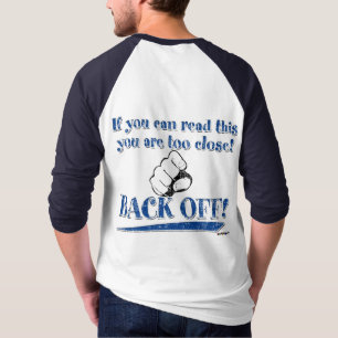 Camiseta Se você pode ler isso... Recue! azul - costas