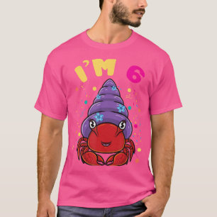 Camiseta Sea Animal Im 6 Hermit Caranguejo 6 Aniversário