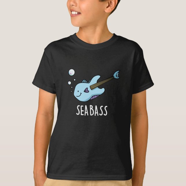 Camiseta Sea Bass Funny Bass Guitarra Peixe Escuro BG (Frente)