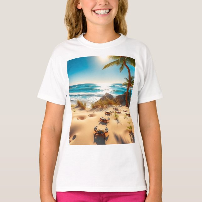 Camiseta Sea  Crabs on Tropical Beach – Serene Ocea (Frente)
