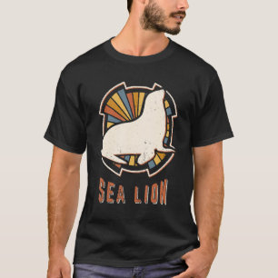 Camiseta Sea Lion Vintage Refletindo Amor Animal Clássico