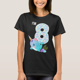 Camiseta "Sea Narwhal Birthday" "Sou 8 Tema do Oceano Subaq