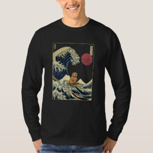 Camiseta Sea Otter Japonês Kanagawa Wave Surf Engraçado