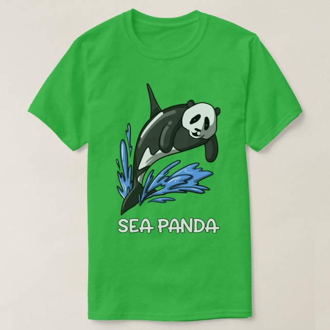 Camiseta Sea Panda Bear Funny Orca Baleia Híbrida Longa Cap (Frente do Design)