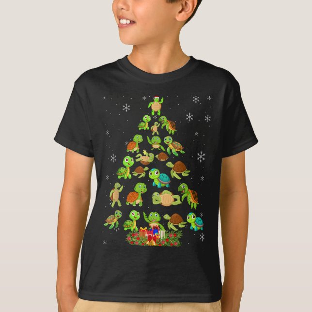 Camiseta Sea Turtle Christmas Tree Matching Family Xmas Tre (Frente)