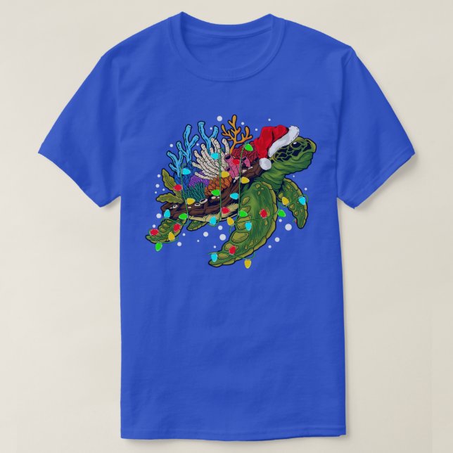 Camiseta Sea Turtle Lover Xmas Lights Santa Sea Turtle Chri (Frente do Design)
