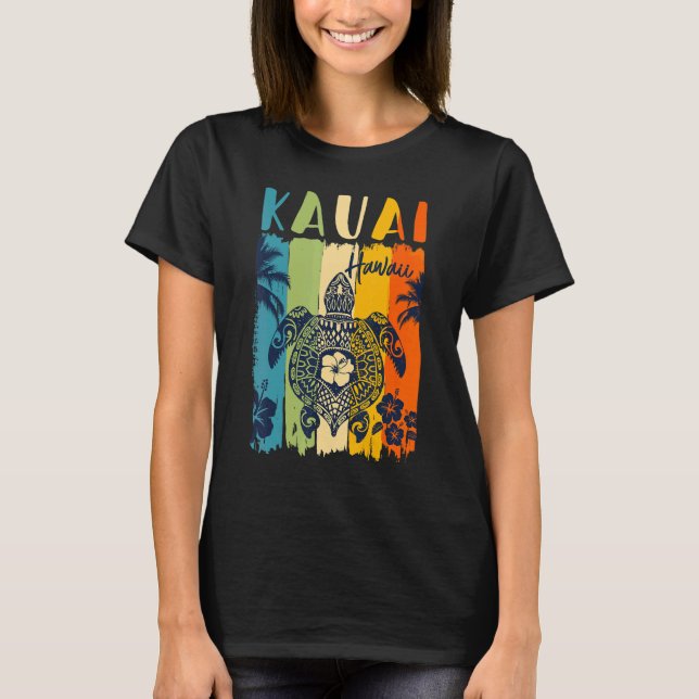 Camiseta Sea Turtle Retro Kauai Hawaii Matando Família Vaca (Frente)
