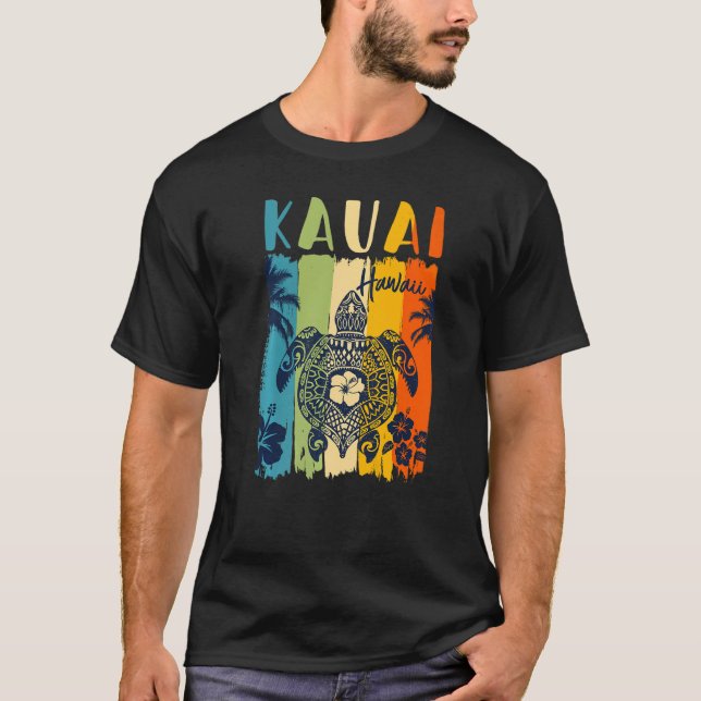 Camiseta Sea Turtle Retro Kauai Hawaii Matando Família Vaca (Frente)