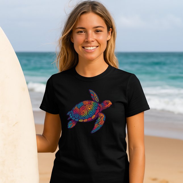 Camiseta Sea Turtle Retro Psychedelic Art (Criador carregado)