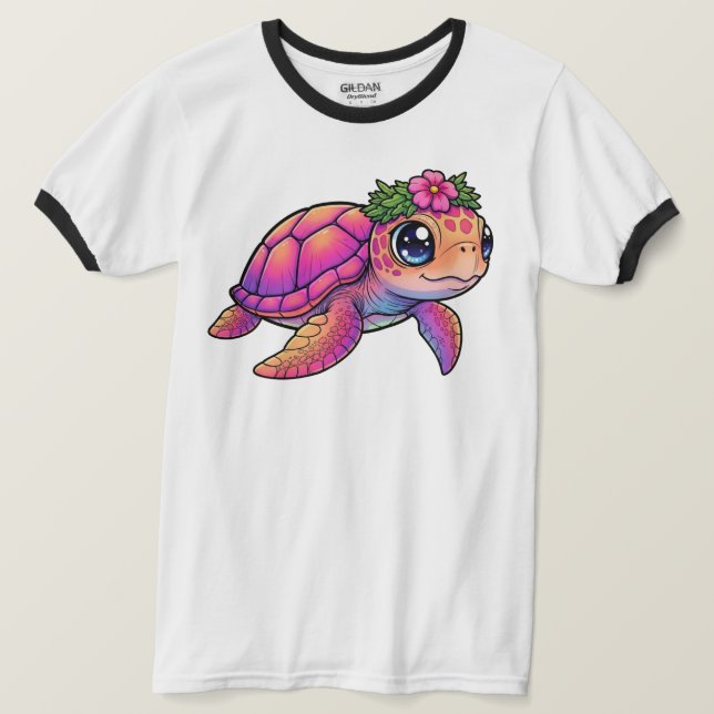 Camiseta Sea Turtle Ringer (Frente do Design)