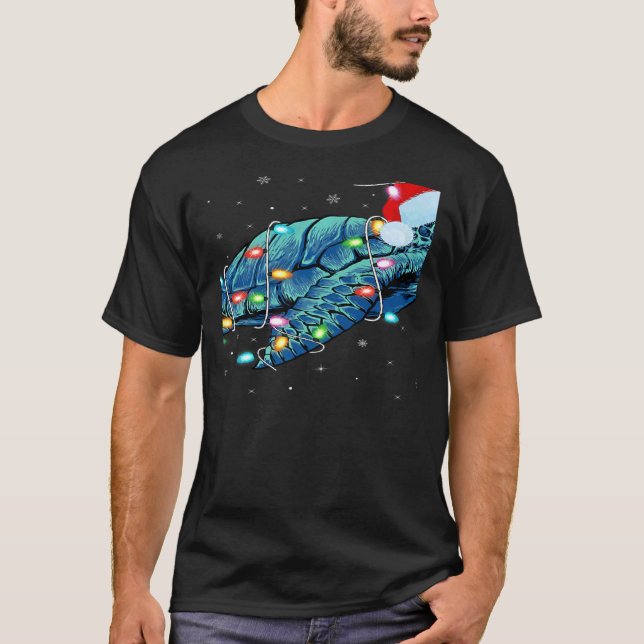 Camiseta Sea Turtle Xmas Lighting Santa Hat Sea Turtle Chri (Frente)