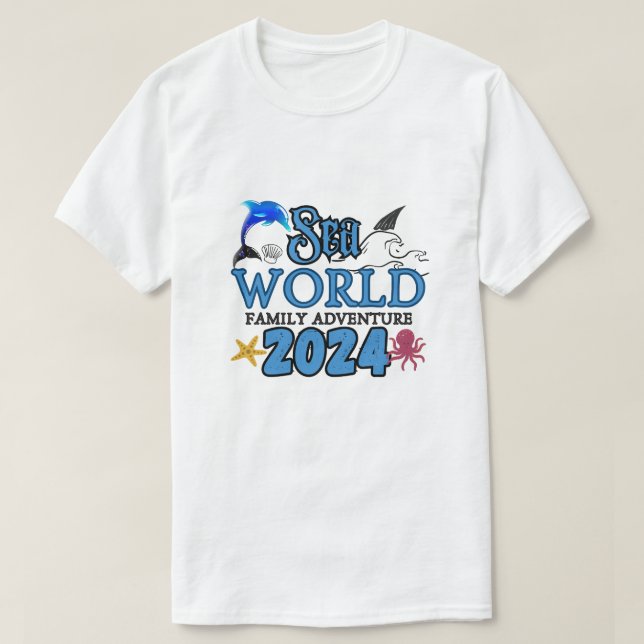 Camiseta Sea World Family Adventure 2024, férias familiares (Frente do Design)