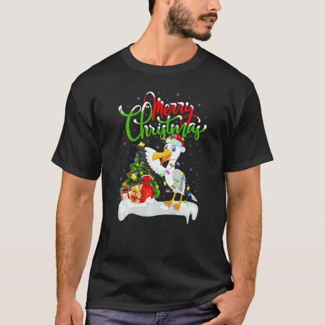 Camiseta Seagull Bird  Xmas Decorations Santa Seagull Chris (Frente)