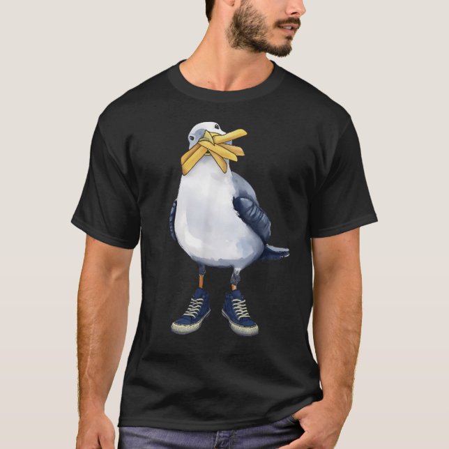 Camiseta Seagull Com Fries E Tênis Divertidos.png (Frente)