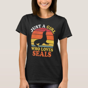Camiseta Seal Vintage Apenas Uma Garota Que Ama Selos