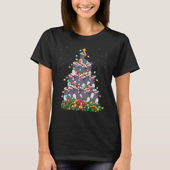 Camiseta Seals Xmas Lights Papais noeis Semente Árvore de N (Frente)