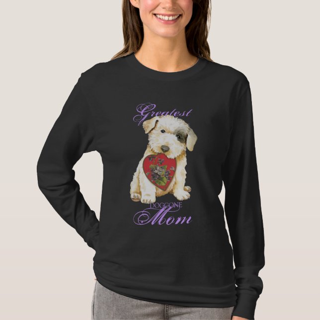 Camiseta Sealyham Terrier Heart Mamãe Long Sleeve T-Shirt (Frente)