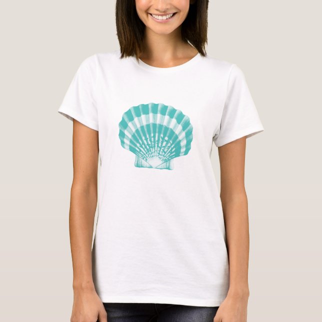 Camiseta Seashell - aqua mole e branco (Frente)