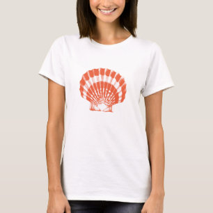 Camiseta Seashell - laranja e branco de coral