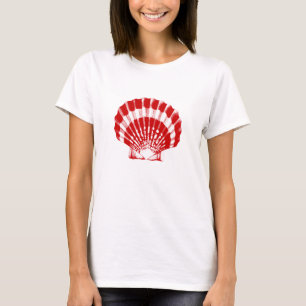 Camiseta Seashell - vermelho escuro e branco