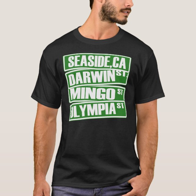 Camiseta Seaside, California (Darwin, Mingo, Olympia) — Tee (Frente)