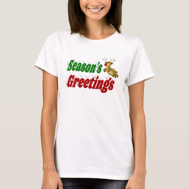 Camiseta Seasons saúda Reindee tipografia de Natal (Frente)