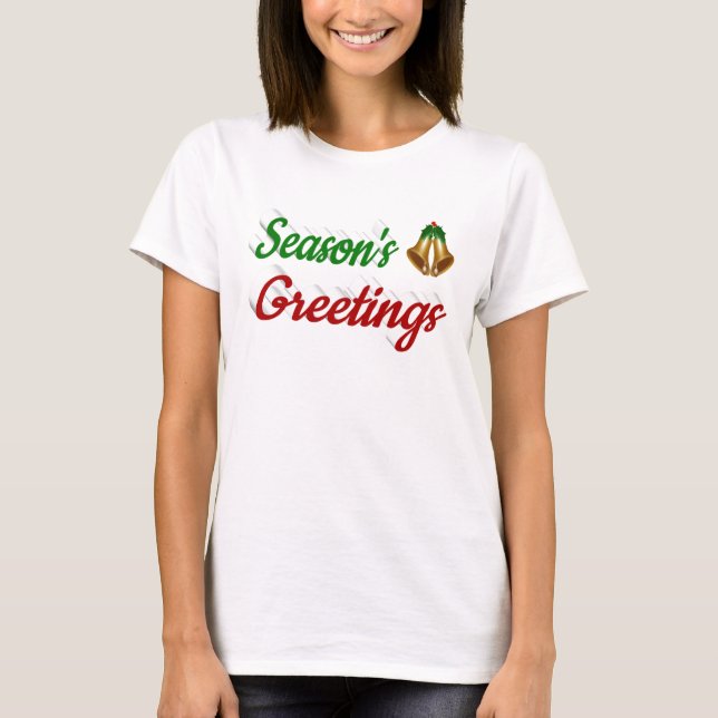 Camiseta Seasons Saudações Belgas Escrito de Natal (Frente)