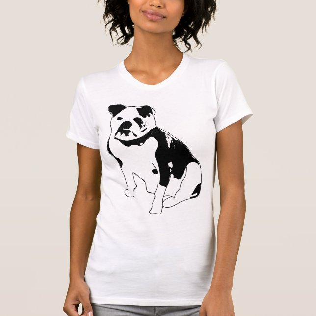 Camiseta Seated Bulldog Black and White Graphic Art (Frente)