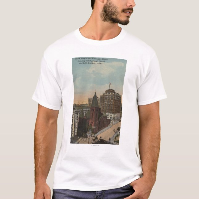 Camiseta Seattle, avenida de WAThird e ruas da universidade (Frente)