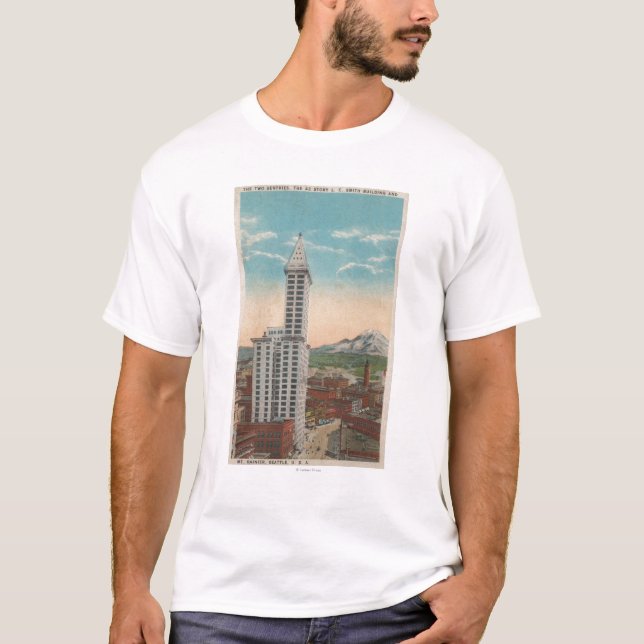 Camiseta Seattle, opinião da torre de WASmith & Monte (Frente)
