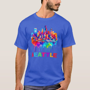 Camiseta Seattle Skyline Colorful Design