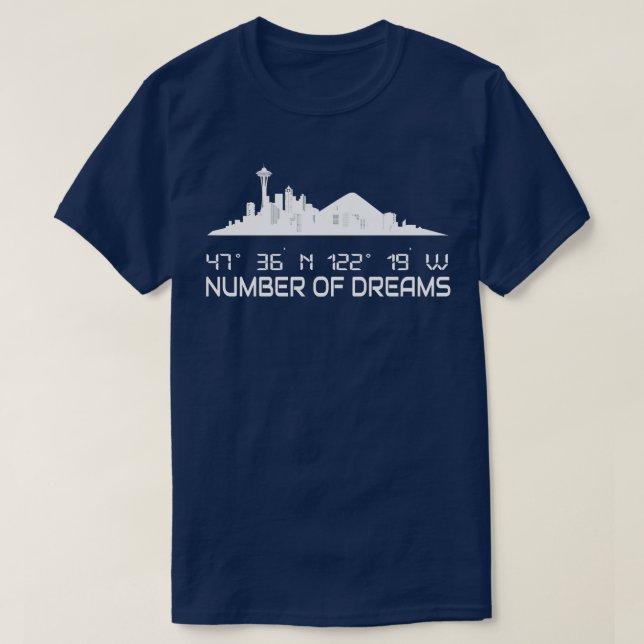 Camiseta Seattle Skyline Silhouette GPS Coordenadas Cidade (Frente do Design)