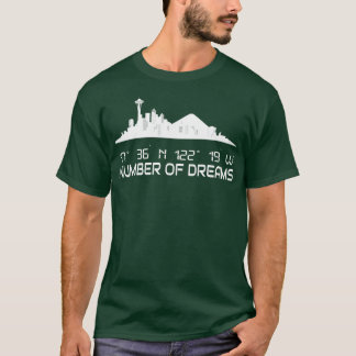 Camiseta Seattle Skyline Silhouette GPS Coordenadas Cidade