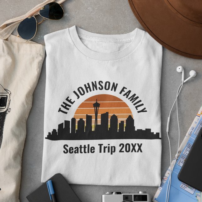 Camiseta Seattle Skyline Sunset Férias Personalizadas da Fa (Criador carregado)