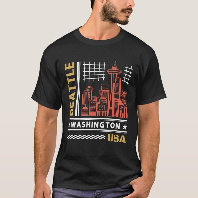 Camiseta Seattle Skyline Vintage Seattle Washington (Frente)