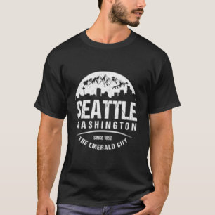 Camiseta Seattle Washington City Skyline Grunge