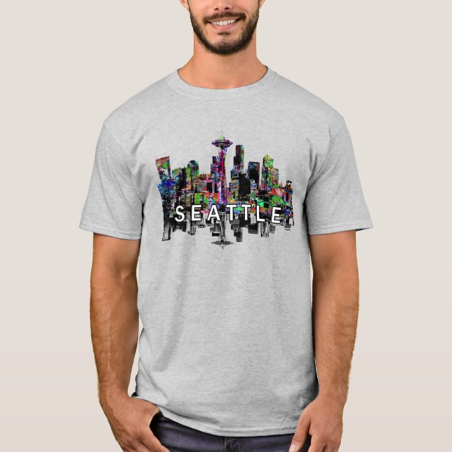 Camiseta Seattle, Washington em grafite (Frente)