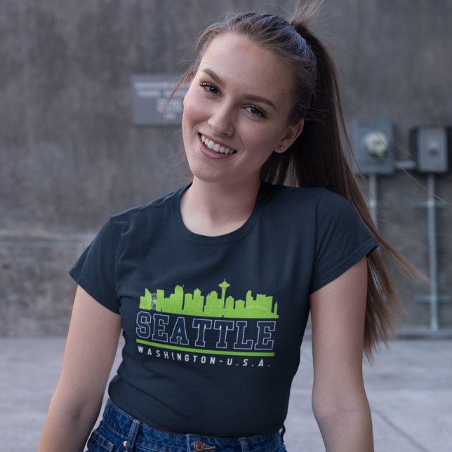 Camiseta Seattle Washington Fun Skyline City (Criador carregado)
