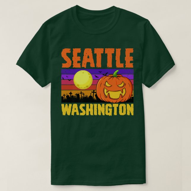 Camiseta Seattle Washington Happy Halloween Party - Cit Loc (Frente do Design)